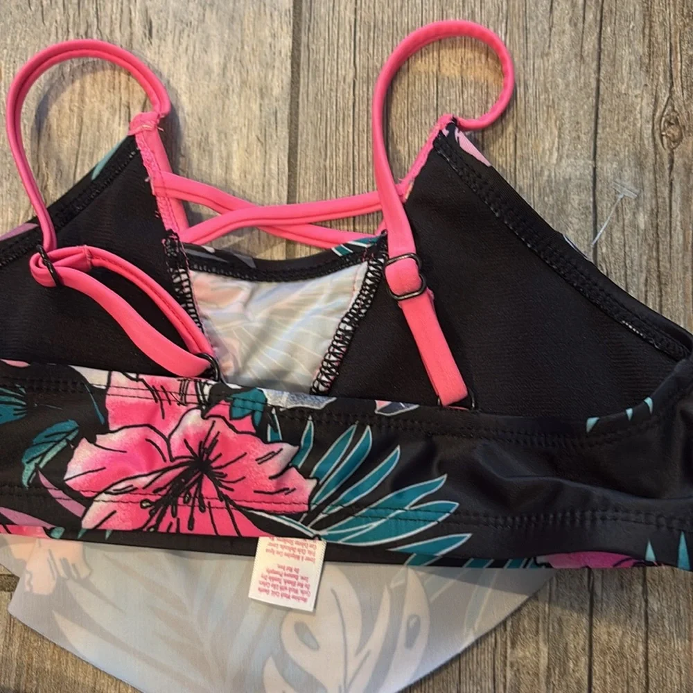 Justice girls floral tankini  bathingsuit swim swimsuit Kids Swim size small 7 8